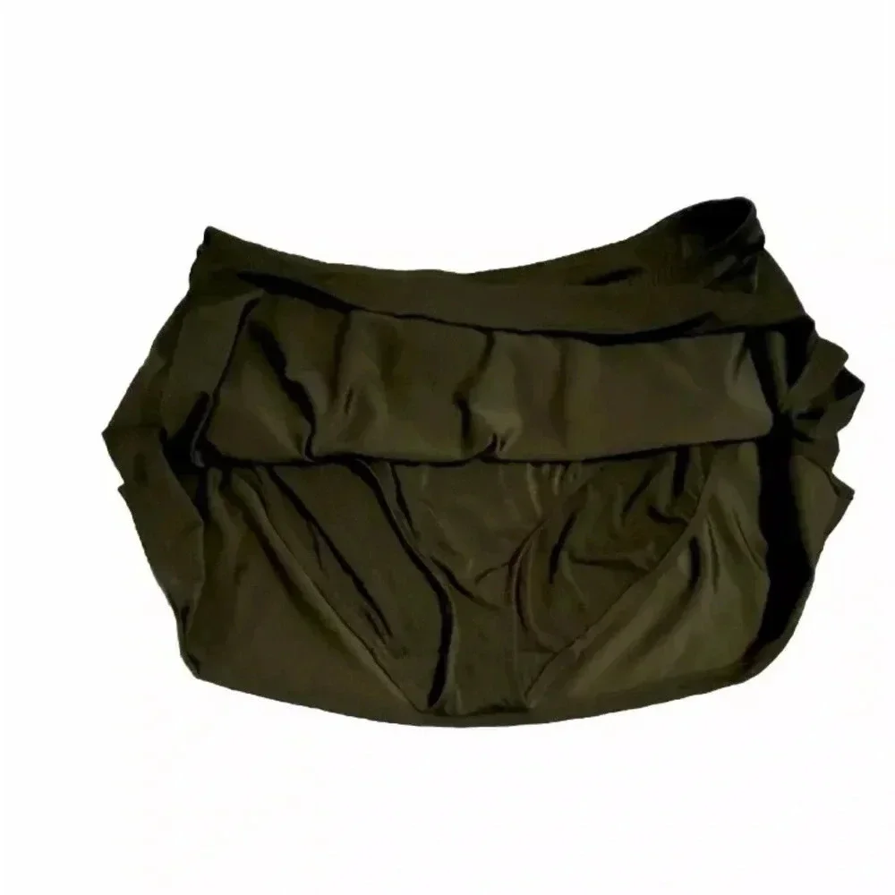NEW LANE BRYANT CACIQUE BLACK SLITTED SWIM SKIRT Size 24 With Elastic Waist Band - Picture 3 of 7